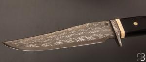 Couteau  de  chasse de Jean Paul Sire - Ébène et lame damas multi barreaux