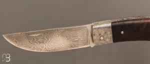 Couteau de collection modèle " Berger " de Jean Pierre Veysseyre - Damas et noyer