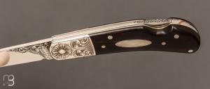    Couteau " Lock Back " de collection par Henry Frank - Ébène et argent