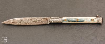   Couteau " Issoire " de Jean Pierre Veysseyre - Ivoire de mammouth et lame damas