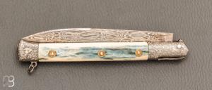   Couteau " Issoire " de Jean Pierre Veysseyre - Ivoire de mammouth et lame damas