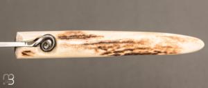 Couteau de poche Piémontais par Mickael Moing - Bois de cerf et 100c6