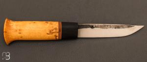 Couteau " puukko " custom Nordique  de Laurent Juhel - Bouleau frisé et chêne néolithique