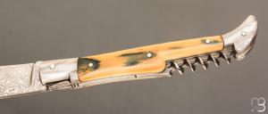  Couteau " Laguiole Tire-Bouchon "  ivoire de mammouth et Damas de Robert Beillonnet