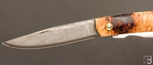 Couteau " 12A PERO " fait main par Denis Lagarde - Racine de châtaignier stabilisée