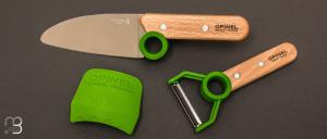 Coffret éminceur / éplucheur / protège-doigt Opinel "Le Petit Chef" vert