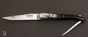 Couteau " Aveyronnais " Berthier 13cm 2 pices corne ronde et lame XC75