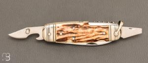  Couteau Bouledogue Véritable "Issarinox" 6 pièces - Bois de cerf