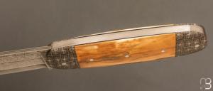  Couteau " Bulldog " mammouth et damas par Thomas Chovin