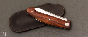  Couteau " Burpee " lock back custom par Frédéric Collin - Bois de fer et lame en RWL34