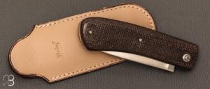  Couteau " Le Dodu  " à cran plat par Frédéric Maschio - Micarta jute et C130