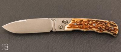   Couteau " Explorateur " custom par Éric Parmentier - Bois de cerf et lame en niolox