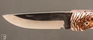 Couteau  "  Fidel " de poche manche en pomme de pin stabilisé par Citadel Dep Dep