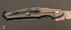 Couteau "  Framelock  " custom de Stéphane Sagric - Timascus et lame en Damasteel®