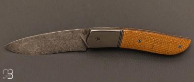 Couteau " Gyr " front flipper custom par Tim Bernard - Micarta  et Zirconium