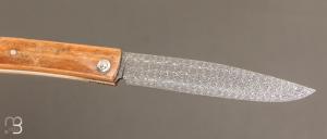   Couteau " Harpo " custom par Anthony Brochier - Croûte de mammouth et lame damas mosaïque torsadé