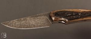    Couteau " K-Libre " custom de Michel Grini - Bois de cerf et lame en RWL34