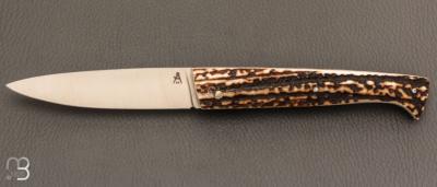   Couteau " Le Lombard " par Fontenille-Pataud - Bois de cerf et 14c28n
