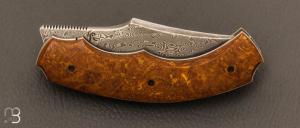   Couteau  "  Liner-Lock " custom par Rémi Bouin - Micarta et Damas inoxydable