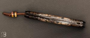  Couteau " Lock-Back " de Philippe Ricard - Ivoire de mammouth/ébène et lame damas plume