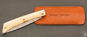    Couteau " Mandrin " de collection par Philippe Voissière - Ivoire de phacochère et lame Damasteel®