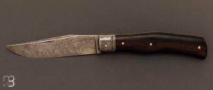 Couteau  "  Grand chasse"  custom par Mathieu Herrero - Cocobolo et lame damas de Mickal Moing
