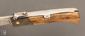   Couteau  " Navaja Teja" par Jesus Granda - Vieux chêne et lame damas