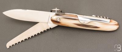 Couteau " Navette 3 pièces 13cm " par Mongin - Corne blonde