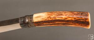 Couteau " Opinel N°09 " custom bois de cerf par Laurent Gaillard