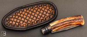 Couteau " Opinel N°09 " custom bois de cerf par Laurent Gaillard