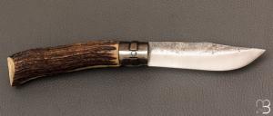   Couteau " Opinel N°09 " custom bois de cerf par Laurent Gaillard