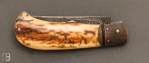   Couteau " Read " custom par Nicolas Weber - Ivoire de mammouth et lame damas