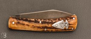    Couteau "Scagel" par Pierre Henri Monnet - Bois de cerf et acier 90McV8