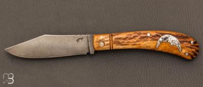   Couteau "Scagel" par Pierre Henri Monnet - Bois de cerf et acier 90McV8