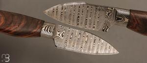 Couteau Semi intégral custom fixe de Israel Nascher  - Palissandre et damas