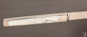 Couteau " Slipjoint " custom de Lionel Lalague - Nacre et lame en RWL34
