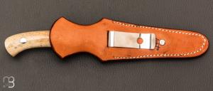  Couteau " Small Fighter " custom droit par William Gordon Defreest - Ivoire de morse et ATS-34