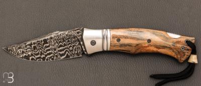   Couteau " Spartan  "  custom lock-back par Raphaël Durand - Damas de Samuel Lurquin