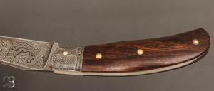   Couteau " Tocard " custom de Jérôme Bellon - Bois de fer et damas