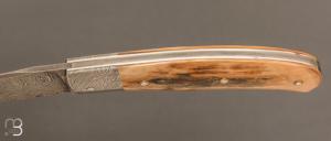    Couteau " Tocard " custom de Jérôme Bellon - Ivoire de mammouth et lame damas