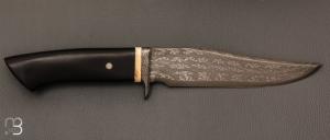 Couteau  de  chasse de Jean Paul Sire - Ébène et lame damas multi barreaux