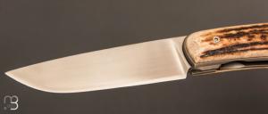   Couteau  " custom " pliant de David Lespect - Bois de cerf et RWL34