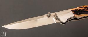   Couteau custom à pompe avant par Ray COVER - Bois de cerf et ATS-34