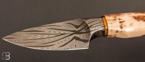   Couteau droit par Josh Scott - JSK USA - Ivoire de morse et damas