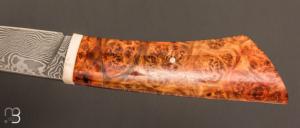    Couteau droit par Nicolas Mestrallet - Atelier du couteau de Vaunaveys - Lame forgée acier damas et loupe d'amboine