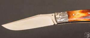  Couteau " Slack " custom par Raphaël Durand - Cerf sambar et damas H. Viallon