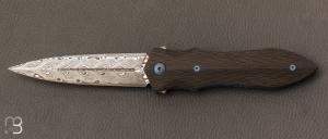 Dague pliante  "  Le Milan  " par Nicolas Kowal - Fibre de carbone sidecut et Damasteel