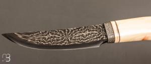    Couteau droit fait main par Jean Paul Sire - Ivoire de Phacochère et Damas