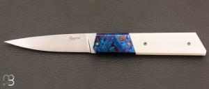 Couteau " Gentleman Slipjoint " pliant de collection de Stphane Sagric - Ivoire de Mammouth et Timascus