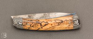  Couteau " liner lock " de Jean René Floch - Hêtre échauffé / Fatcarbon